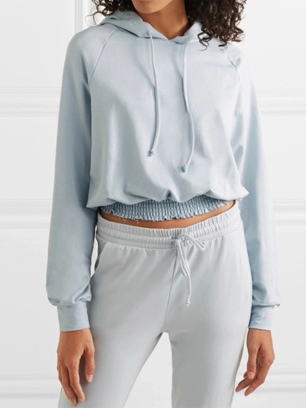 Cale Cropped Smocked Waist Butter Soft Hoodie Size Medium